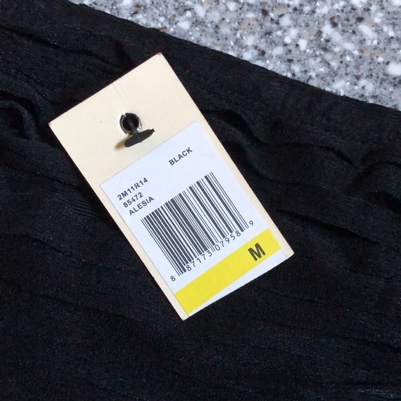 Studio M black size medium skirt semi tiered sheer lined pull on stretch - Picture 3 of 13